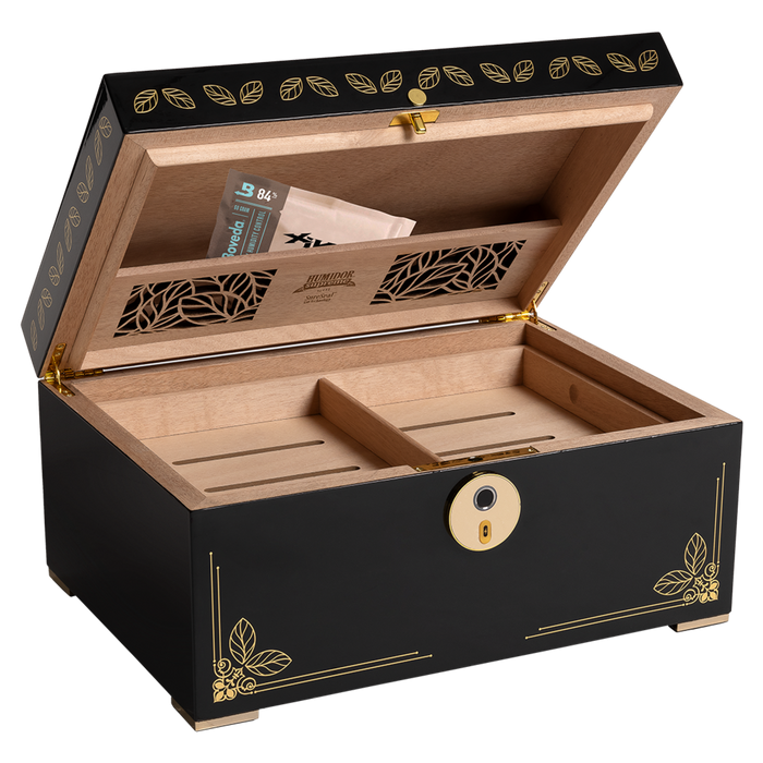 Humidor Supreme Oro Humidor – Biometric Lock, 125-240 Cigar Capacity