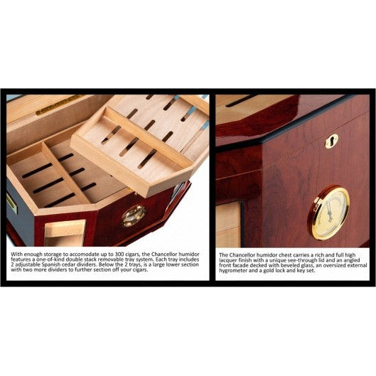 The Chancellor High Gloss Lacquer Humidor by Prestige Import Group - 300 Cigar ct