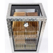 Prestige Import Group Diamond Plate 250 Ct. Industrial Diamond Plate Metal Display Humidor