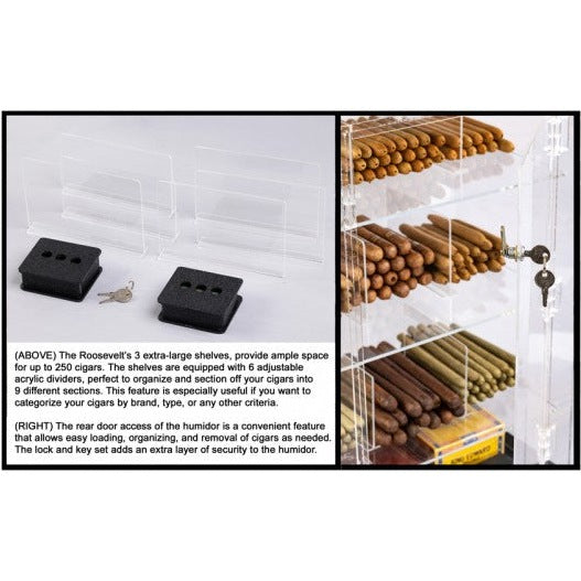 The Roosevelt Acrylic Display Humidor 9 Bins by Prestige Import Group - 250 Cigar ct