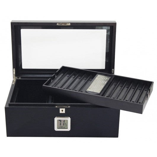 Prestige Import Group Raven 120 Ct. Full Black Desktop Humidor w/ Black Interior & Polished Hardware