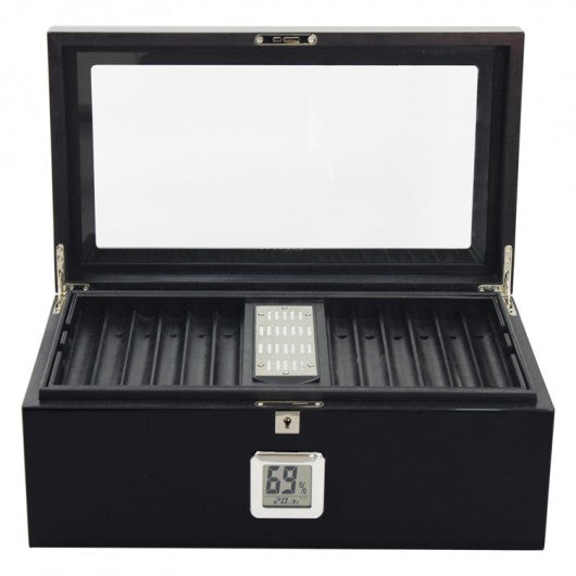 Prestige Import Group Raven 120 Ct. Full Black Desktop Humidor w/ Black Interior & Polished Hardware