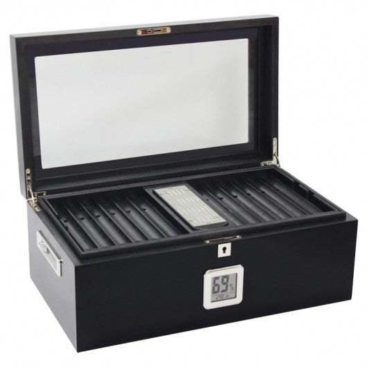 Prestige Import Group Raven 120 Ct. Full Black Desktop Humidor w/ Black Interior & Polished Hardware