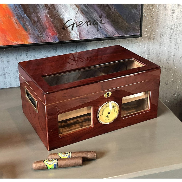 The Valencia High Gloss Cherry Humidor by Prestige Import Group - 120 Cigar ct