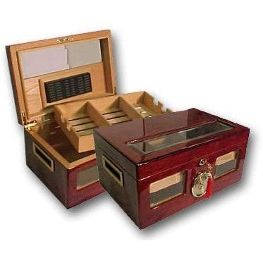 The Valencia High Gloss Cherry Humidor by Prestige Import Group - 120 Cigar ct