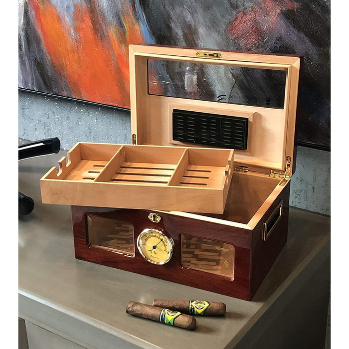 The Valencia High Gloss Cherry Humidor by Prestige Import Group - 120 Cigar ct